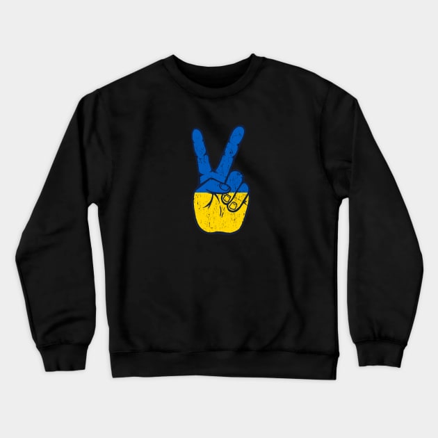 PEACE FOR UKRAINE - Hand Sign Crewneck Sweatshirt by Jitterfly